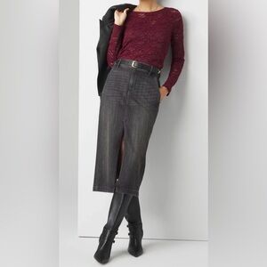 White House Black Market Black Denim Skirt